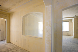 New construction interior drywall empty rooms